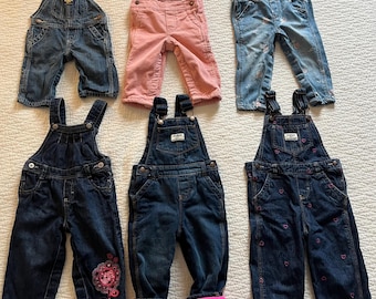 Osh Kosh B’gosh Girls Bib Overalls Dungarees Sizes 3 Months - 24 Months. Choose from 6 different pairs Retro 80s  Kids Style
