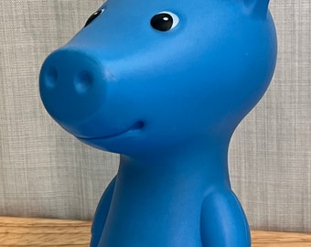 Vintage 1980s Blue IKEA Sitting Plastic Piggybank Nostalgic Gifts