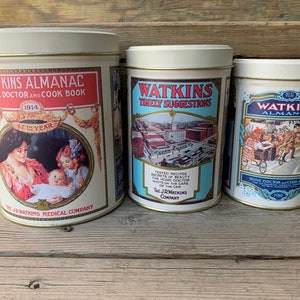 Vintage 1993 Set of 3 Watkins Nesting Tins Heritage Canister set