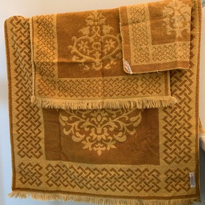 Matching Fringed Vintage Gold Bath Set Towel Hand Towel Face Towel Made in the USA by St. Marys 100 Cotton MCM Etsy Ireland