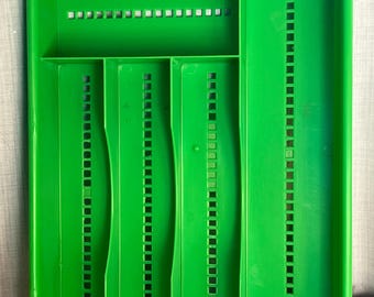 Vintage Plastic Green Cutlery Holder Utensil Tray Made in Canada