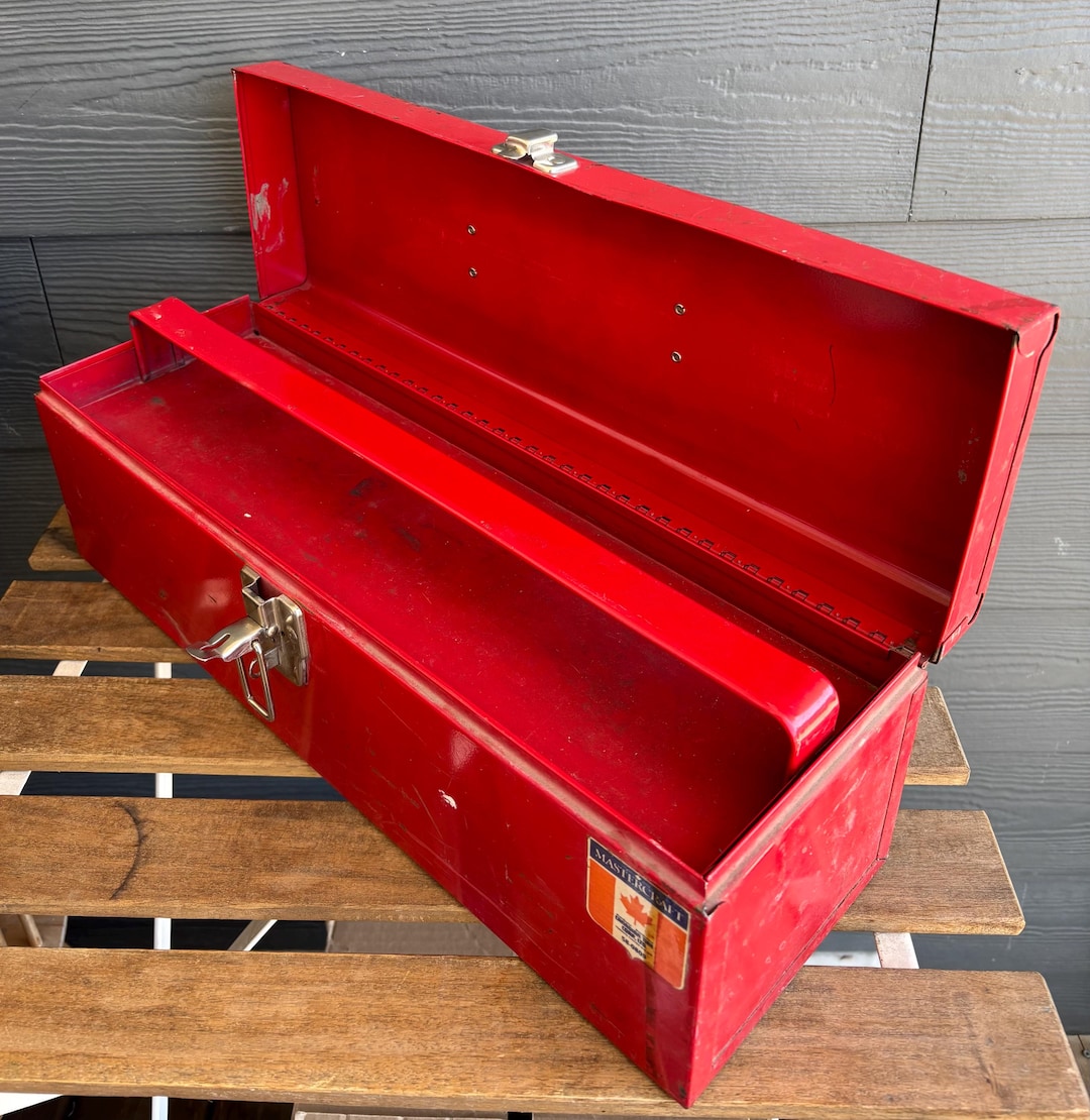 Vintage Red Mastercraft Canadian Made Metal Tool Box - Etsy