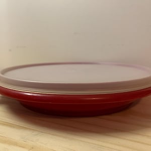 Vintage Snack tray Round Tupperware Paprika Red Suzette Divided Tray 608-4 with Lid 329-5 Food Storage Container