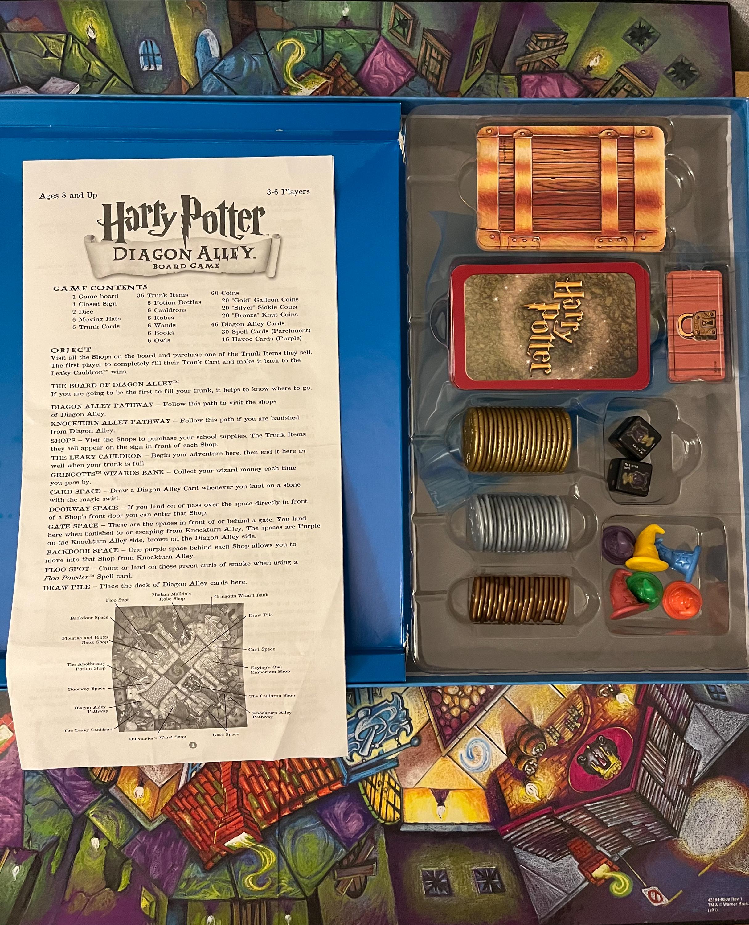 Jeu De Société Harry Potter Diagon Alley 2001 – Mattel, Complet, Boîte Abîmée