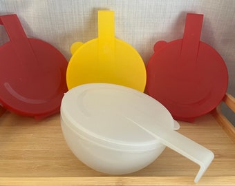 Vintage Tupperware Forget Me Not Onion Keeper - 4 stuks om uit te kiezen rood geel wit mat