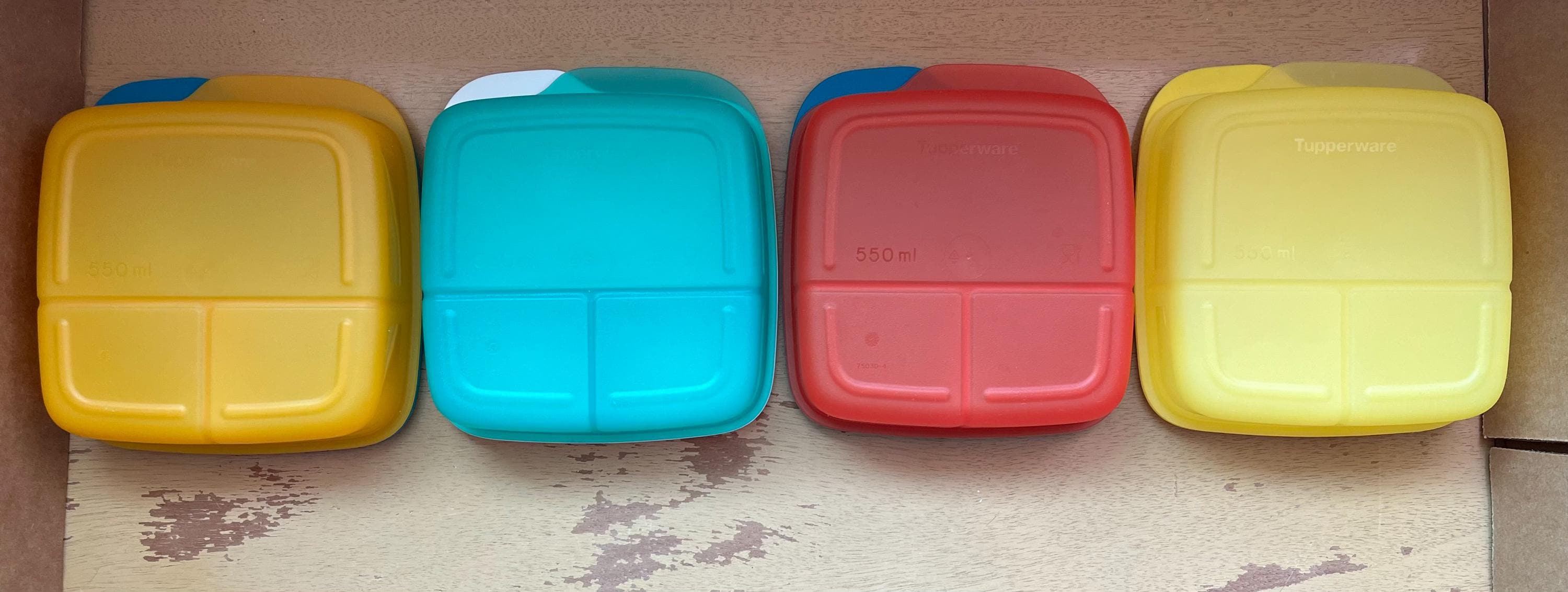 Vintage Tupperware Lunch It Geteilter Behälter, 7503 / 7504, 550 ml Wählen Sie zwischen den 4 Aufgelisteten. Aufbewahrung für Kunsthandwerk, Snacks