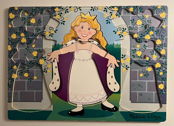 Melissa & Doug Wood Peg Puzzle Dress up Princess - Etsy