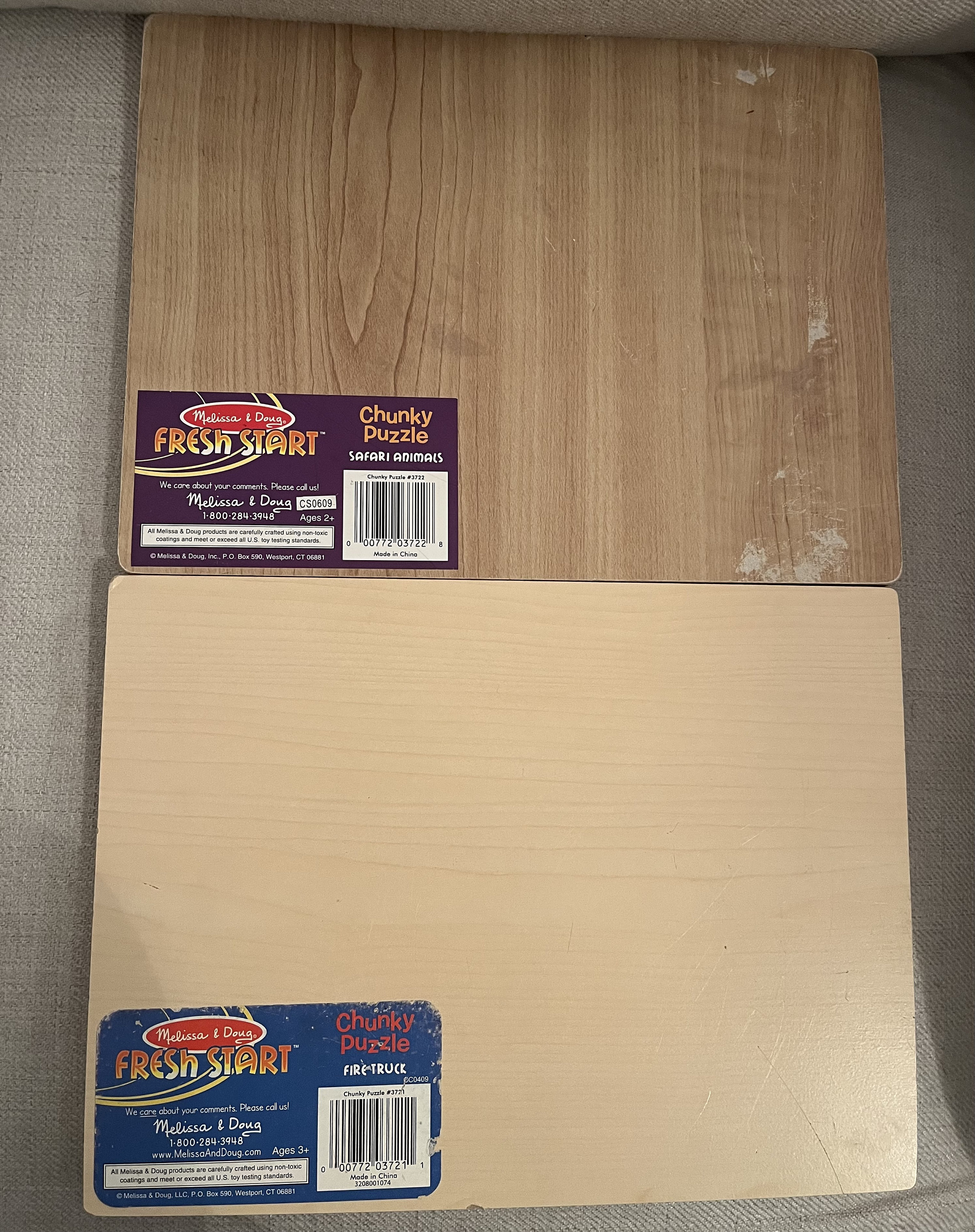 Melissa and Doug Fresh Start Wood Chunky Puzzles. 2 to Choose From