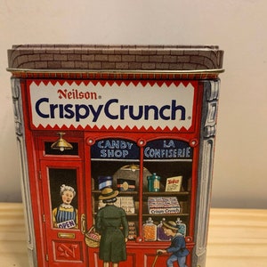 Vintage Collectable Neilson Crispy Crunch Chocolate Collector’s Tin with Lid Advertising Tin Red Brick Motif