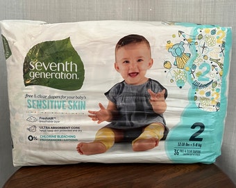 Seventh Generation Free & Clear Environmentally Friendly Disposable Baby Diapers Size 2 NIP NRFB