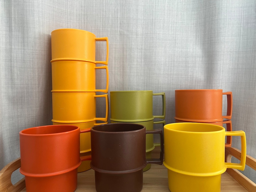 Vintage 1970’s Tupperware Stackable Nesting Mugs With Handles Camping ...