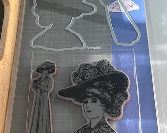 Sizzix Hero Arts Carimbos e Die-cuts 657854 Framelits Victorian Ladies 2 carimbos 2 Die-cuts