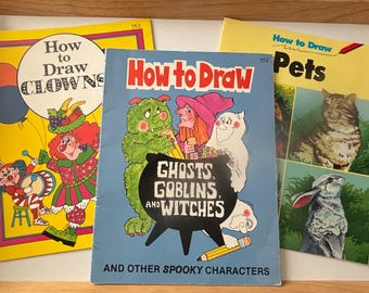 How to Draw Book. CHOOSE From Clowns, Ghosts / Goblins / Witches or Pets