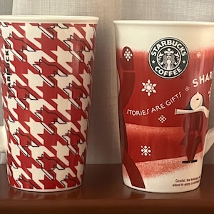 Starbucks Tall Coffee Mugs. 18 fl oz / 532 ml Red & White Choose Between Houndstooth or Stories are Gifts Christmas Mug