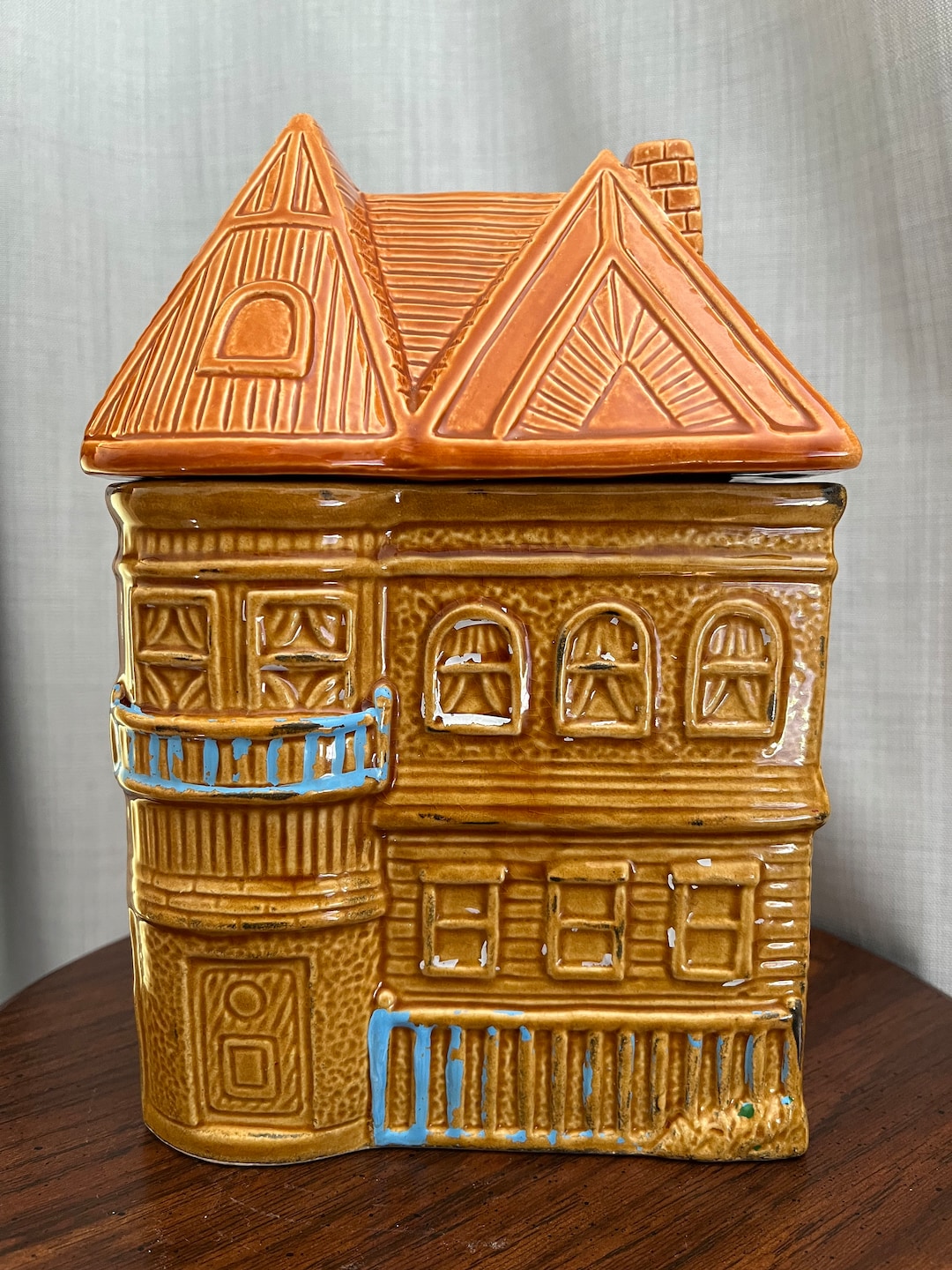 Vintage Ceramic Victorian House Cookie Jar Made in Japan MCM Farmhouse Kitchen Decor Etsy