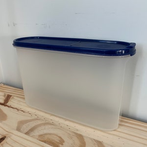 Vintage Tupperware Modular Mates Stackable Clear Storage Container  2401B-2 with Dark Blue Oval Lid with pour spout