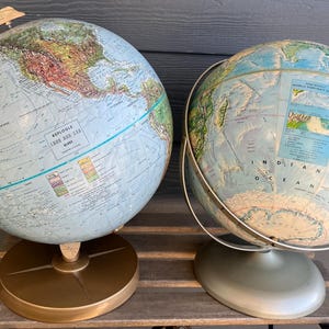 Vintage 12” Diameter Blue Globes 1980’s 14” Tall Home Decor
