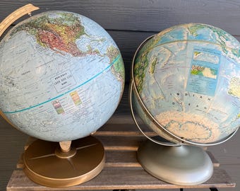 Vintage 12” Diameter Blue Globes 1980’s 14” Tall Home Decor