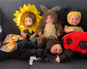 Vintage 1990s Anne Geddes Dolls 5 to choose from Ladybug, Bumblebee, Squirrel, Butterfly, Sunflower
