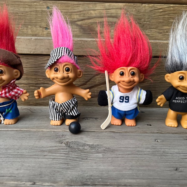 Vintage Collection of Russ Trolls Collectible Four to Choose From - Cowboy, Prisoner of Love, Wayne Gretzky Troll or Aged to Perfection