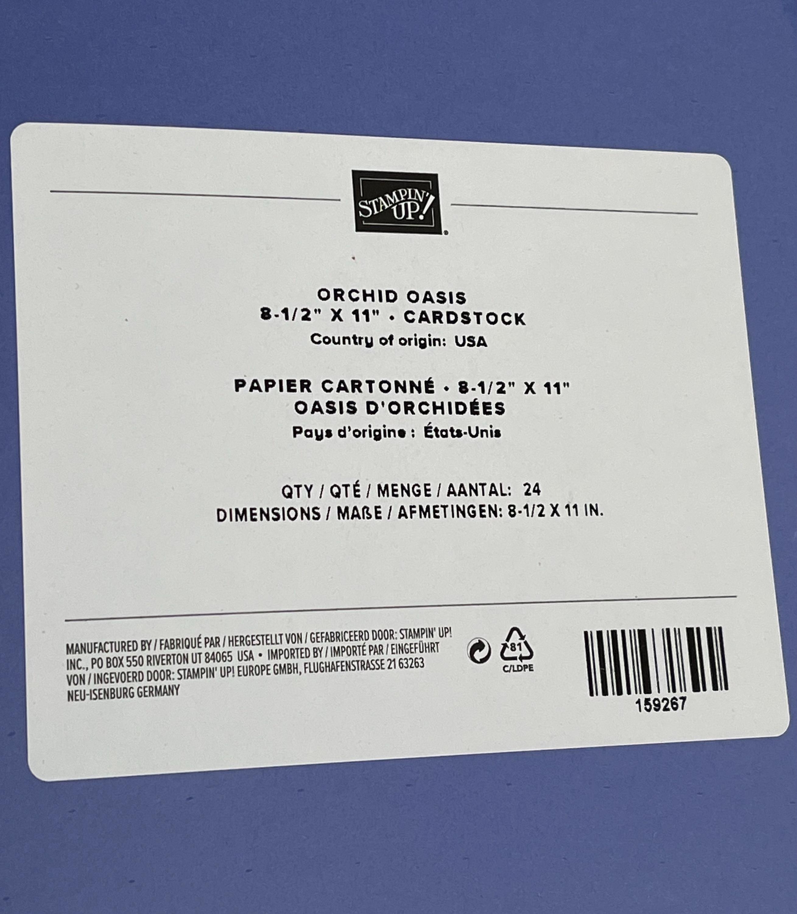 Stampin' Up! 8-1/2” X 11” Colored Cardstock Paper Packs Made in