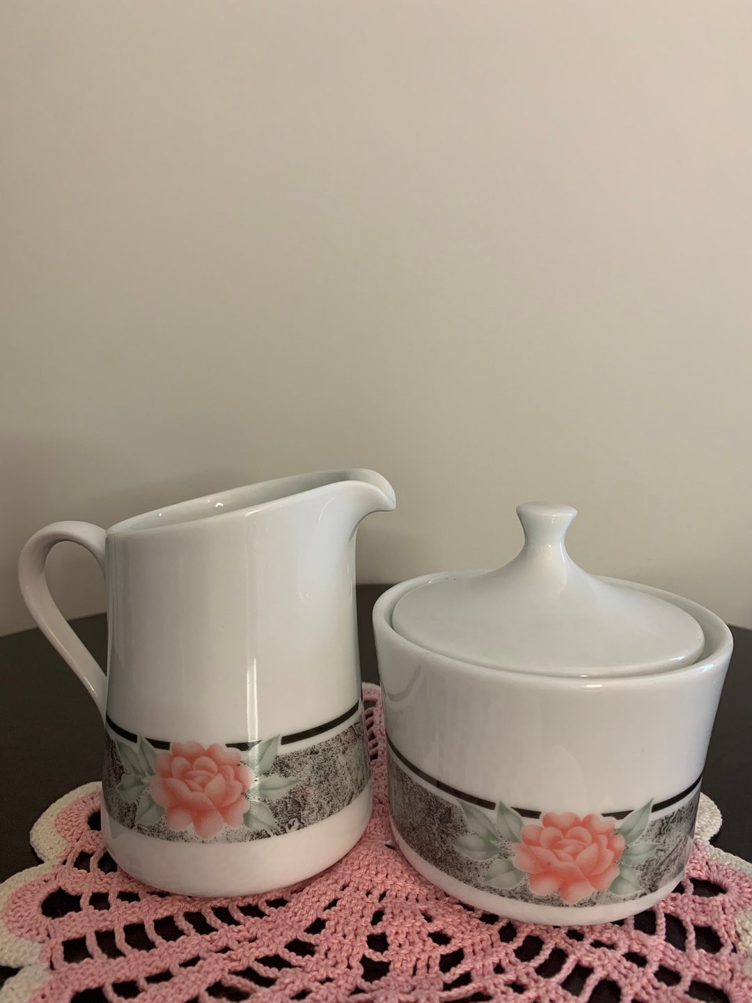 Corning Ware Silk & Roses Cream and Sugar Set Etsy