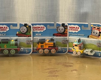 Thomas the Tank Engine & Friends metalen motoren Fisher Price Kies uit Thomas, Percy, Mia, Sandy the Rail Speeder, remwagen Bruno NIB NRFP