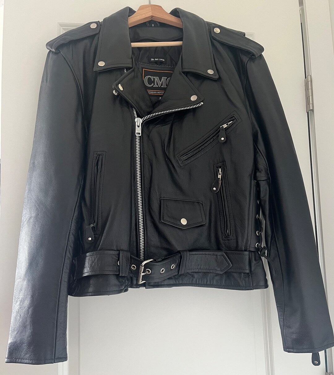 CMC Leather Biker Jacket Ladies Size Small Canadian Motorcycle Co