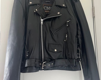 CMC Leather Biker Jacket Ladies Size Small Canadian Motorcycle Co. Zip Out Lining
