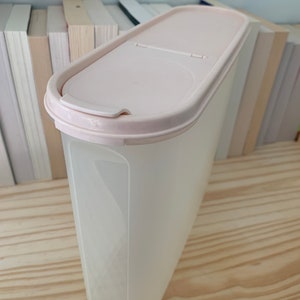 Vintage Tall Pink Tupperware Modular Mates Food Storage Clear Container Number 4, 2351C-1 with Pink Pop Top  lid 2240D-2 / 2241A-4