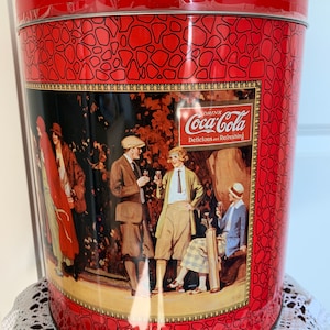 Vintage large round Coca-Cola Tin Party PAC Gourmet Popcorn Advertising Coke Decor