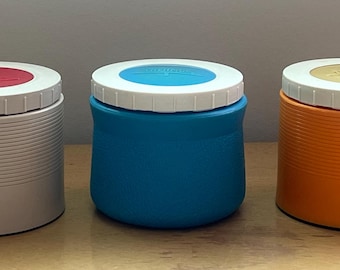 Vintage Thermos Insulated Jars Canadian Thermos Products 6 oz 175 ml. Choose from the Beige, Blue or Orange Hot Lunch Box Food Container.