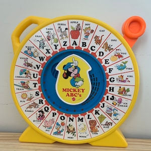 Vintage Mattel See N Say 1989 Mickey’s ABC’s Yellow Educational Preschool Toy
