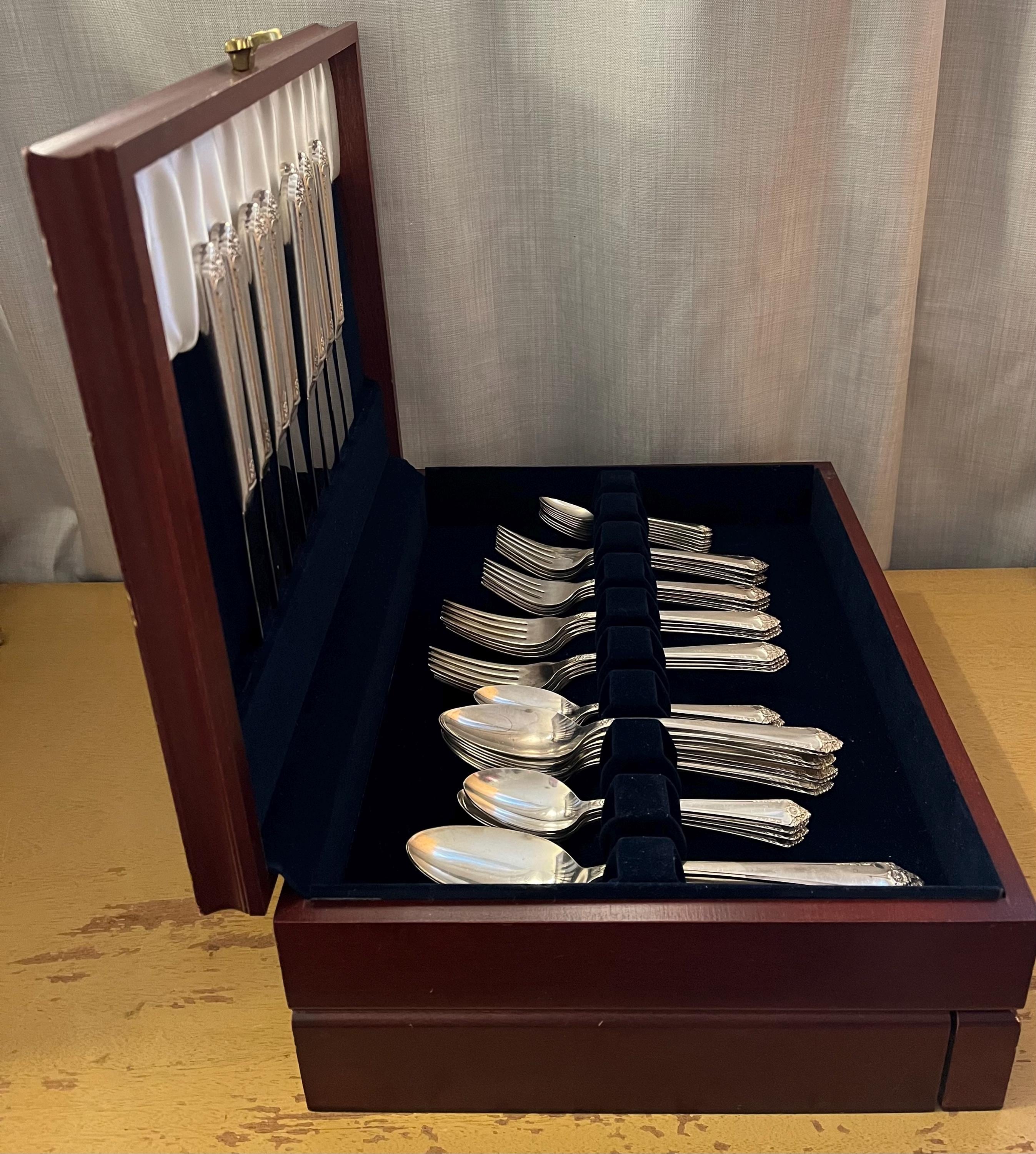 Rogers and Bro Silverware Set, 48 Piece Silver Plated Flatware