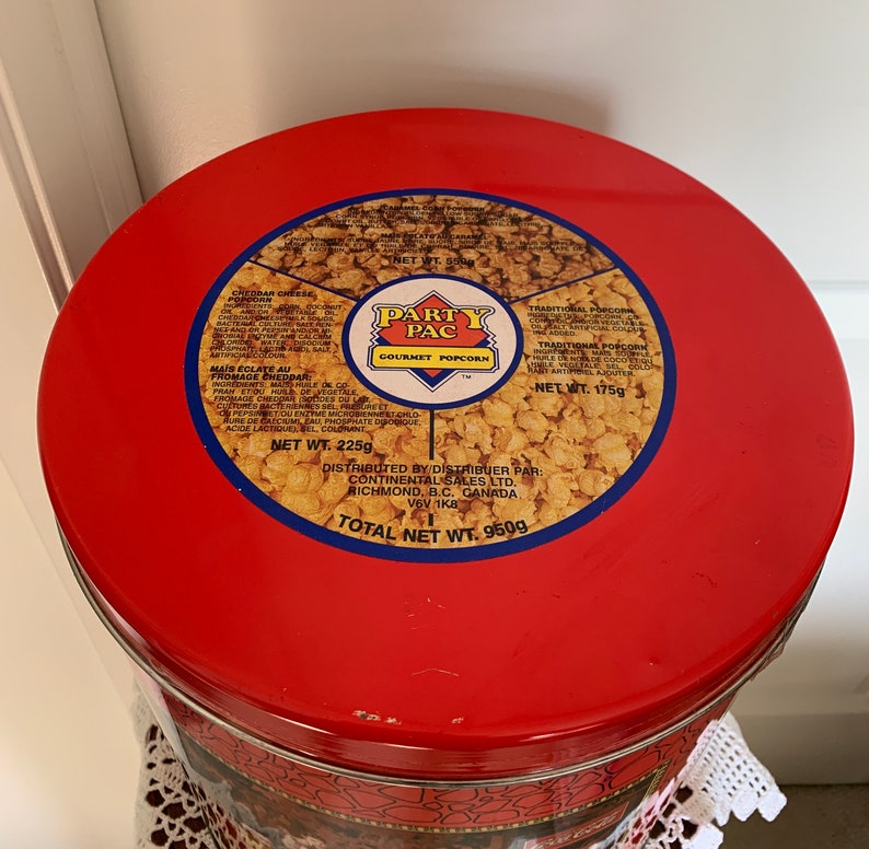 Vintage Large Round Cocacola Tin Party PAC Gourmet Popcorn Etsy Canada