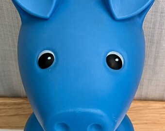 Vintage 1980s Blue IKEA Sitting Plastic Piggybank Nostalgic Gifts
