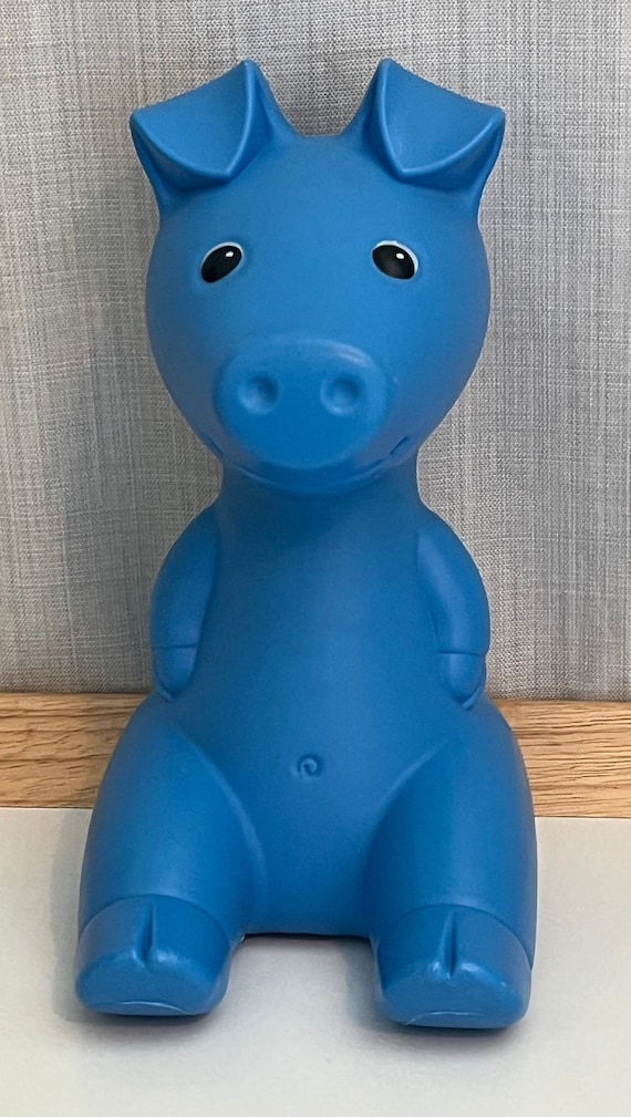 Vintage 1980s Blue IKEA Sitting Plastic Piggybank Nostalgic Gifts