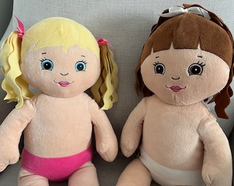 BABW 17” Girl Dolls Choose between a Blonde or Brunette Rag Doll Plush Cute Plushies Plush Toy