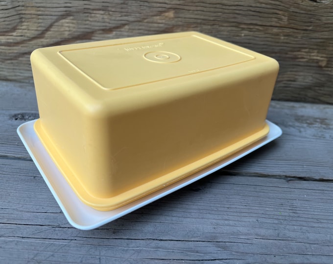 Vintage Tupperware Butter Dish White Base 781 With Yellow Etsy