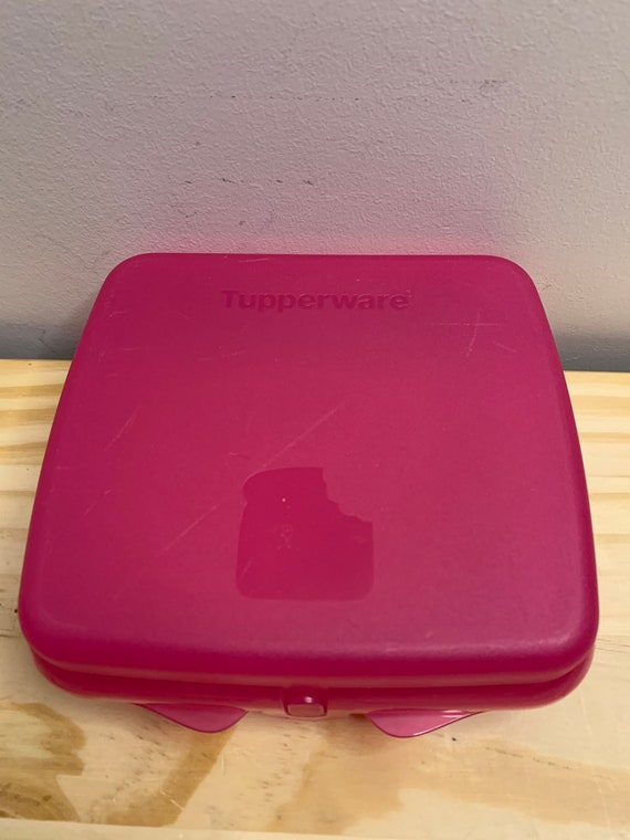 Vintage Tupperware Square Bright Pink Sandwich Keeper 8203A-2 Lunch  Container -  Finland