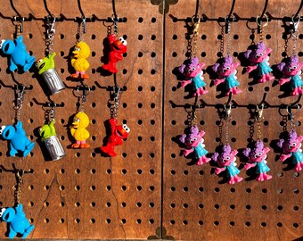 Handmade Sesame Street Keychain Choose from Cookie, Oscar, Big Bird, Elmo or Abby Cadabby