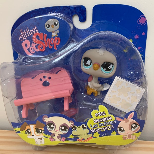 Vintage Littlest Pet Shop #812 Messiest Pigeon with Pink Park Bench LPS Accessories New in Package Portable Pets Hasbro