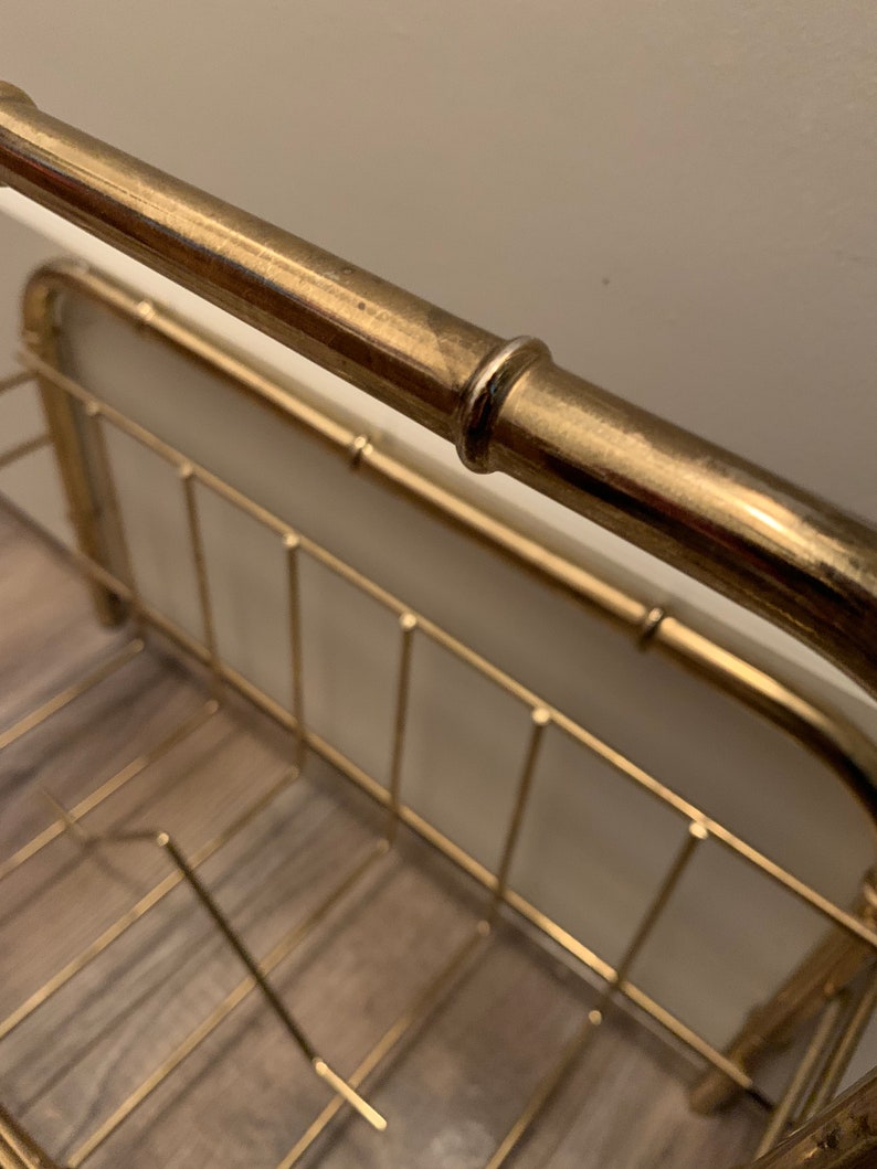 Vintage Brass Magazine Rack Living Room Office Decor Etsy