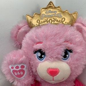 Build A Bear Princess 17” Pink Bear with Birthday Princess T-Shirt and Satin Bottoms Gold Crown Plush Toy