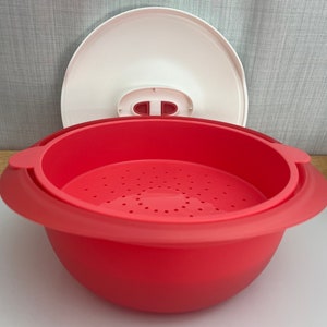 Tupperware Steamer with Lid Pink / White 1.6 L, 1-1/2 quarts - 7763A/7764A/3222A