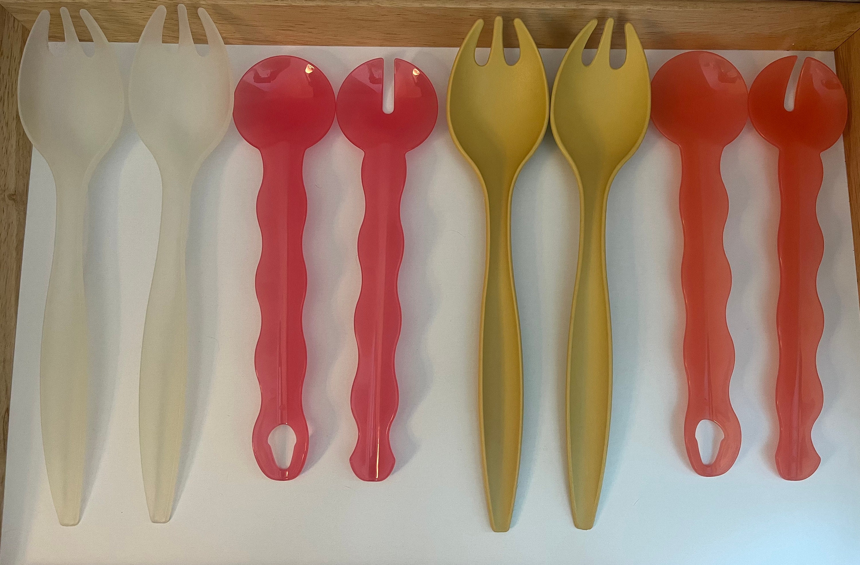 Vintage Tupperware Salad Server Set: Coral, Harvest Gold, White - Etsy