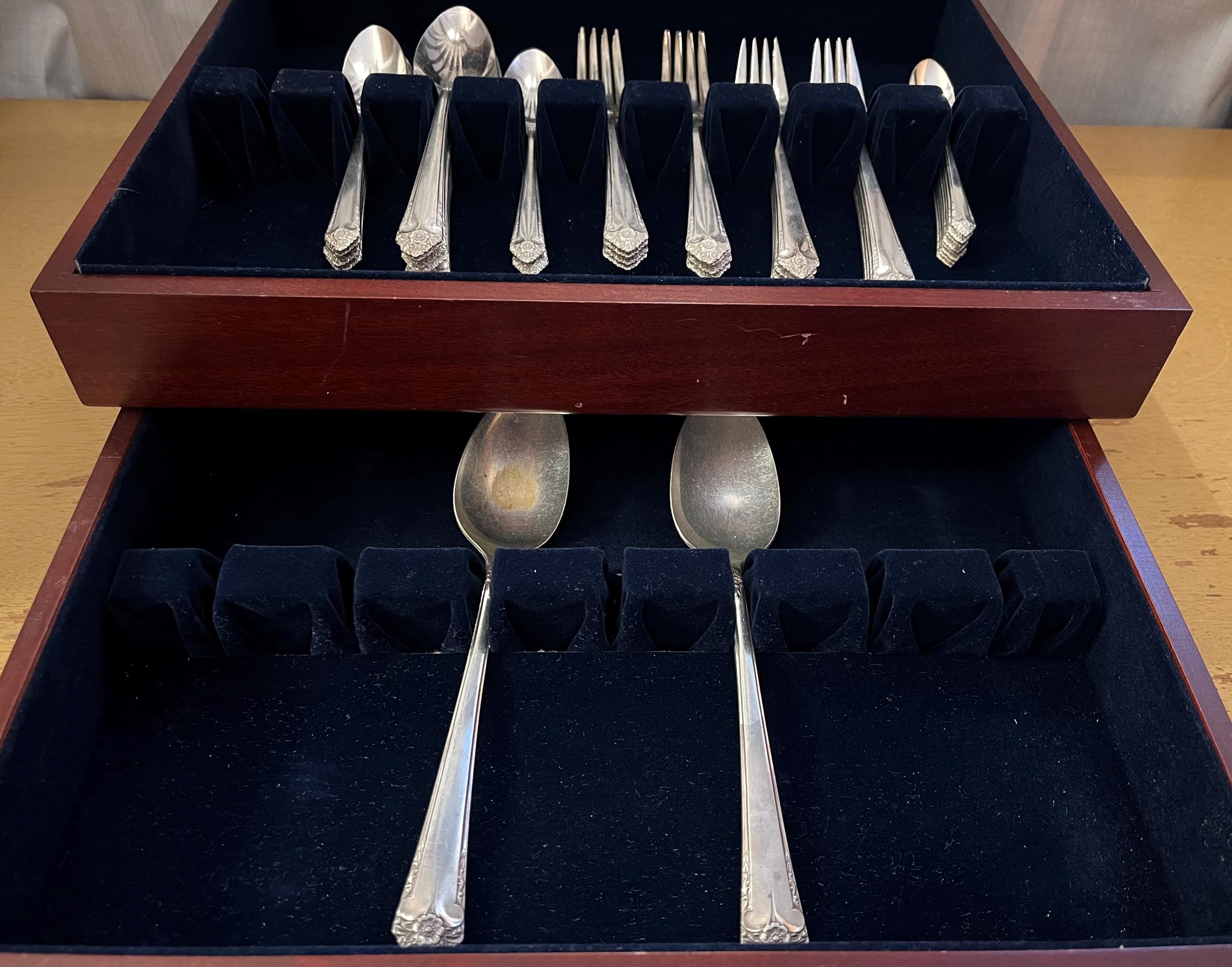 Rogers and Bro Silverware Set, 48 Piece Silver Plated Flatware