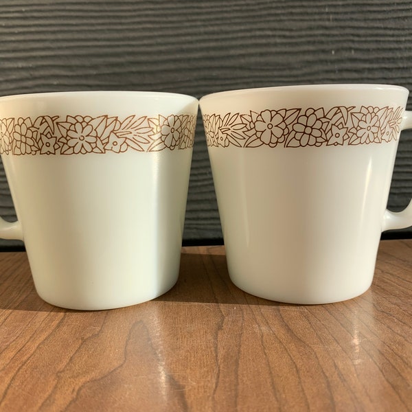 Vintage Set of 2 Pyrex Woodland Series Coffee Mugs Cups Movie Props Decor