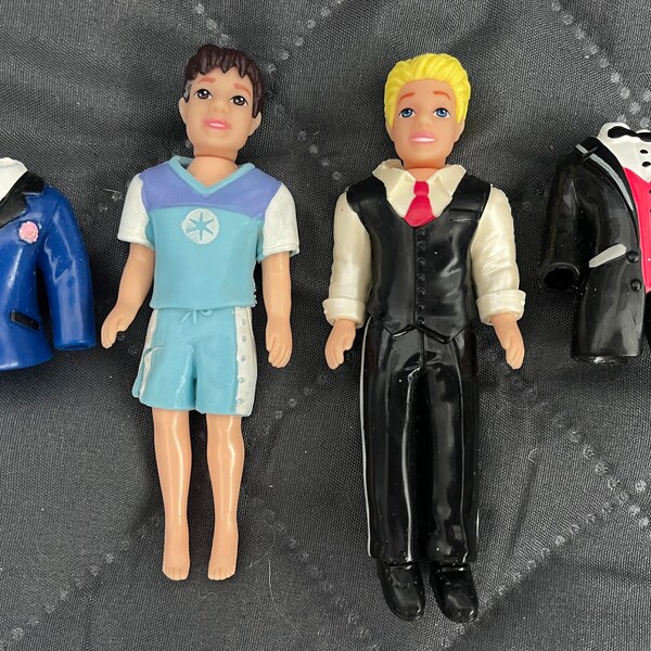 Vintage Polly Pocket Doll  Lot of 2 Boys / Men Rick and Todd with clothes