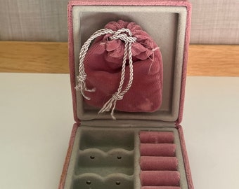 Estuche de viaje con soporte para joyero de terciopelo rosa vintage